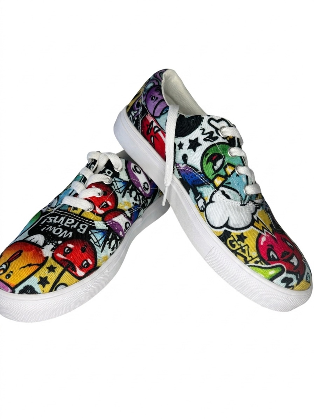 Goby "Wow Brains!" Women US 6  Comic Pop Art Canvas Sneakers Women